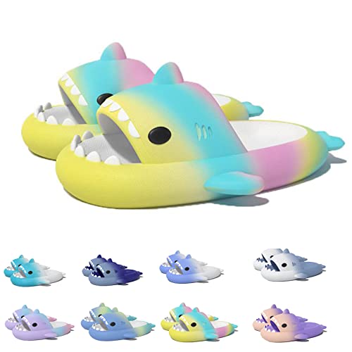 Shark Slides Kids, Non-Slip Lightweight Sole Slides Kids House Slippers Indoor & Outdoor Beach Slippers (Rainbow, Toddler, Numeric_31, Numeric_Range, eu_Footwear_Size_System, Numeric_32, medium) von HOKUTO