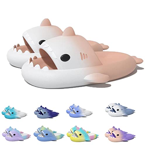 Shark Slides Kids, Non-Slip Lightweight Sole Slides Kids House Slippers Indoor & Outdoor Beach Slippers (White pinck, Big_Kid, Numeric_37, Numeric_Range, eu_Footwear_Size_System, Numeric_38, medium) von HOKUTO