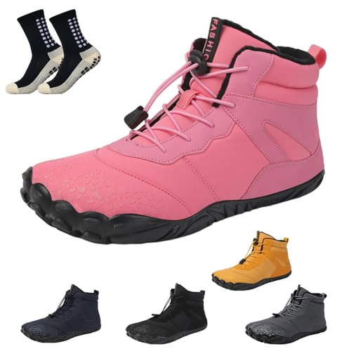 Wasserdicht Barfußschuhe Winter, Barfussschuhe Damen Herren Outdoor, Warm Winterschuhe gefüttert Winterstiefel Waterproof Barefoot Shoes (N,40) von HOKUTO