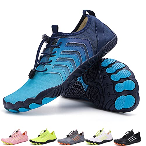 Waxify Barfussschuhe Fivefinger Zehenschuhe Herren Damen Traillaufschuhe Barfußschuhe Sneaker Fitnessschuhe (A06 Dark Blue, Adult, Men, Numeric_36, Numeric, eu_Footwear_Size_System, medium) von HOKUTO