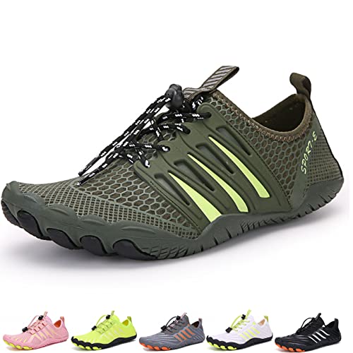 Waxify Barfussschuhe Fivefinger Zehenschuhe Herren Damen Traillaufschuhe Barfußschuhe Sneaker Fitnessschuhe (A092 Army Green, Adult, Men, Numeric_45, Numeric, eu_Footwear_Size_System, medium) von Hokuto