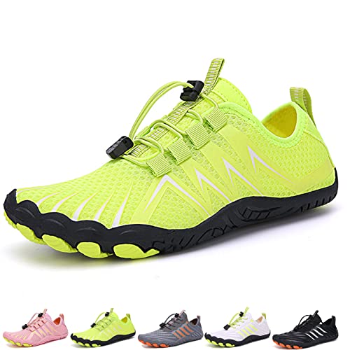 Waxify Barfussschuhe Fivefinger Zehenschuhe Herren Damen Traillaufschuhe Barfußschuhe Sneaker Fitnessschuhe (A35 Fluorescent Green, Adult, Men, Numeric_41, Numeric, eu_Footwear_Size_System, medium) von HOKUTO