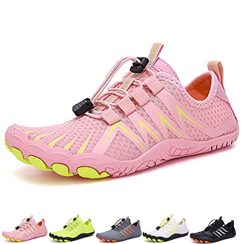 Waxify Barfussschuhe Fivefinger Zehenschuhe Herren Damen Traillaufschuhe Barfußschuhe Sneaker Fitnessschuhe (A35 Pink, Adult, Men, Numeric_39, Numeric, eu_Footwear_Size_System, medium) von Hokuto