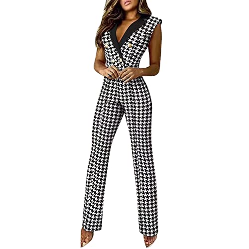 Damen Onesies Playsuit Damen EIN Overall Damen Overall Hosenanzug Sexy Jumpsuit Slim fit Business Jumpsuit Hausanzug Jumpsuit Damen Ärmellos Schlank Overall Einteilige Overalls (Black, M) von HolAngela