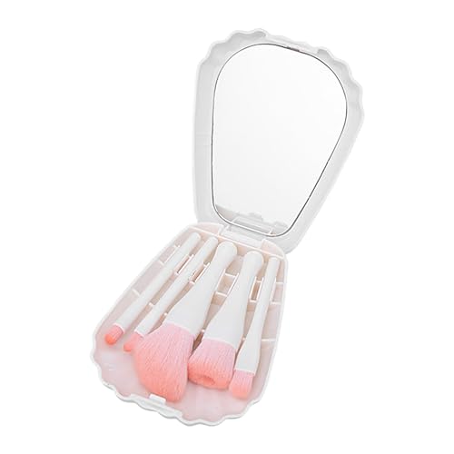 Reise-Make-up-Pinsel-Set, Make-up-Pinsel - -Make-up-Set mit Spiegeletui - Conchoidal Make-up für Teenager-Mädchen, Make-up-Set, kleines Pinsel-Set, 5 Stück, für Foundation, Rouge Holdes von Holdes