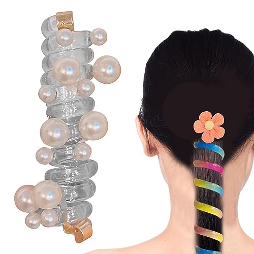 Spiral-Haargummis - Pferdeschwanzhalter Für Teenager - Stilvolle Und Wasserfeste Haargummis, Twisty-Haargummi, Transparente Spiral-Haargummis, Haar-Accessoires Für Kinder von Holdes