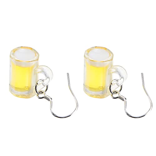 Holibanna 1 Paar Bier Becher Ohrringe Miniatur Bier Tasse Baumeln Ohrringe Lustige Lebensmittel Ohrringe Bier Liebhaber Geschenk Für Frauen Mädchen Schmuck Silber Gelb von Holibanna