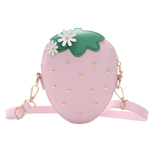 Holibanna 1stk Erdbeer-kuriertasche Beutel in Fruchtform Umhängetaschen Für Mädchen Ledertragetasche Für Damen Rucksack Mit Pailletten Für Mädchen Kindertasche Pu Klein Handytasche Frau Rosa von Holibanna