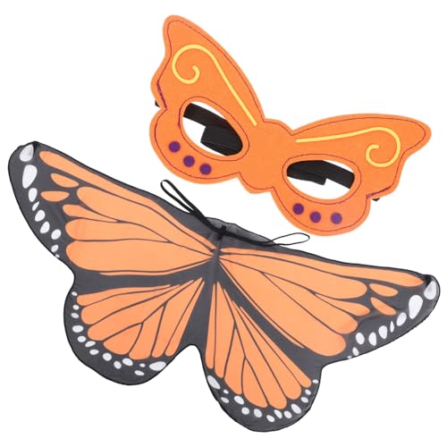 Holibanna 2 Sätze Schmetterlingsflügel-umhang Mädchen Schmetterlingsflügel Flügel Cosplay Cosplay-feenflügel Cosplay Schmetterlingsflügel Schmetterlingsmaske Requisiten Kind Kleidung Chiffon von Holibanna