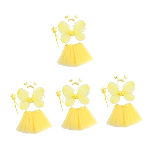 Holibanna 4 Sätze Schmetterlingsflügel Vierteiliges Set Feenkleid Für Mädchen Feenkostüm Für Mädchen Tutu-rock Für Kinder Mädchen Fee Prinzessin Kinderkleidung Halloween Strümpfe Kleinkind von Holibanna