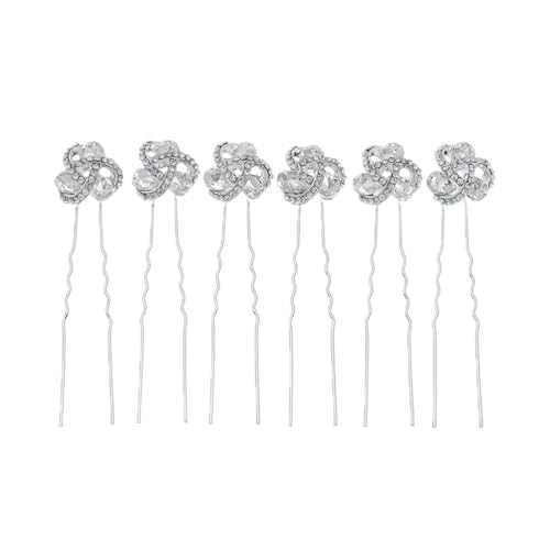 6Pcs Braut Hochzeit Haar Pins Strass Haar Clip Kristall Vintage U Förmigen Haarnadeln Haar Zubehör Für Frauen Brautjungfern Mädchen Silber von Holibanna