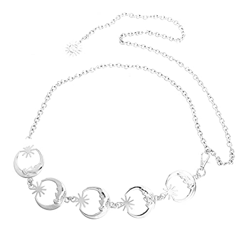 Holibanna Gürtel Mit Sonne-mond-schnalle Körper Ketten Körperkette Chain Bauch Kette Sommerhose Kettengürtel Taillenkette Silber Elastic Belt Women Metall (eisen) Zubehör Fräulein Rock von Holibanna