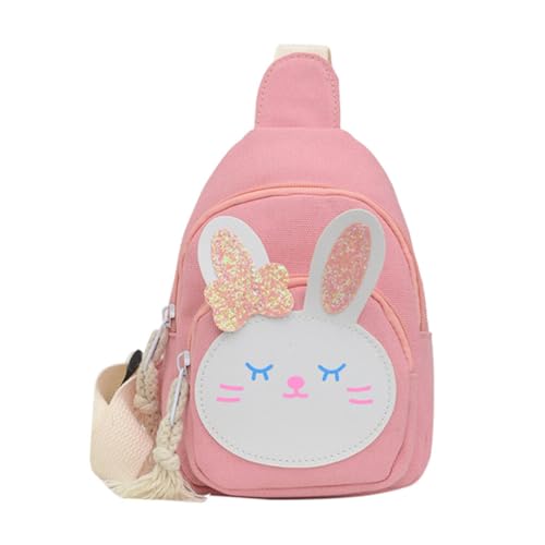 Holibanna Niedliche Kinder-Schultertasche Kleiner Cartoon-Kaninchen-Umhängetasche Geldbörse Taillenrucksack Für Mädchen Rosa von Holibanna