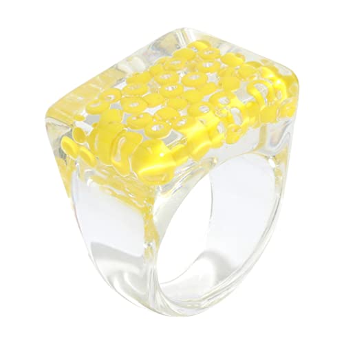 Holibanna 1stk Perle Eingelegter Ring Transparent Vintage Schmuck Transparent Harz Ring Stapelbar Finger Ring Frauen Ring Ornament Retro Acryl Finger Ring Mädchen Plastik Fräulein Hocken von Holibanna