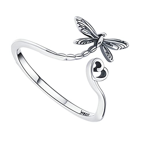 Holibanna Zehe Libelle Ring Aus Sterlingsilber Verstellbare Ringe Modeschmuck Für Damen Libelle Offenen Ring Rock-fingerringe Fingerschlüssel S925 Sterlingsilber Fräulein Stapelbar von Holibanna