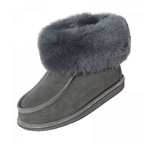 Damen & Herren Lammfell Hausschuhe Adam Fellschuhe aus Merino Schaffell Echtleder sehr warm und atmungsaktiv Schuhgröße 41, Farbe Grau Damen & Herren Lammfell Hausschuhe Adam Fellschuhe aus Merino Schaffell Echtleder sehr warm und atmungsaktiv Schuhgröße 41, Farbe Grau von Hollert