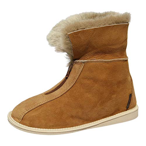 Damen & Herren Lammfell Hausschuhe Alaska Cognac Fellschuhe mit Reißverschluss 100% Merino Schaffell für Wohlgefühl - warm, atmungsaktiv Schuhgröße 40 Damen & Herren Lammfell Hausschuhe Alaska Cognac Fellschuhe mit Reißverschluss 100% Merino Schaffell für Wohlgefühl - warm, atmungsaktiv Schuhgröße 40 von Hollert