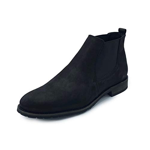 Hollert Herren Stiefelette Chelsea Boots Modell 702 Stiefel Veloursleder Classic Schuhe Schuhgröße 45, Farbe Schwarz von Hollert