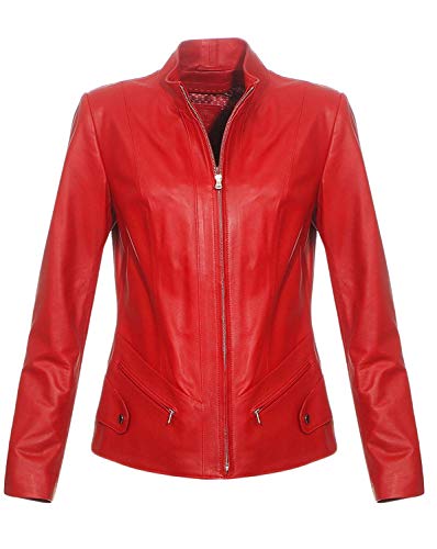 Hollert German Leather Fashion Lederjacke - Nadia Damen Echt Lammnappa Jacke Größe XXL, Farbe Rot Hollert German Leather Fashion Lederjacke - Nadia Damen Echt Lammnappa Jacke Größe XXL, Farbe Rot von Hollert