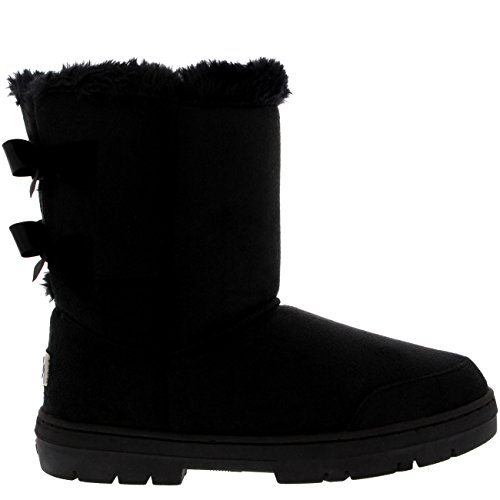 Holly Womens Twin Bow Tall Classic Waterproof Winter Rain Snow Boots - Black - 7-40 - AEA0234 von Holly