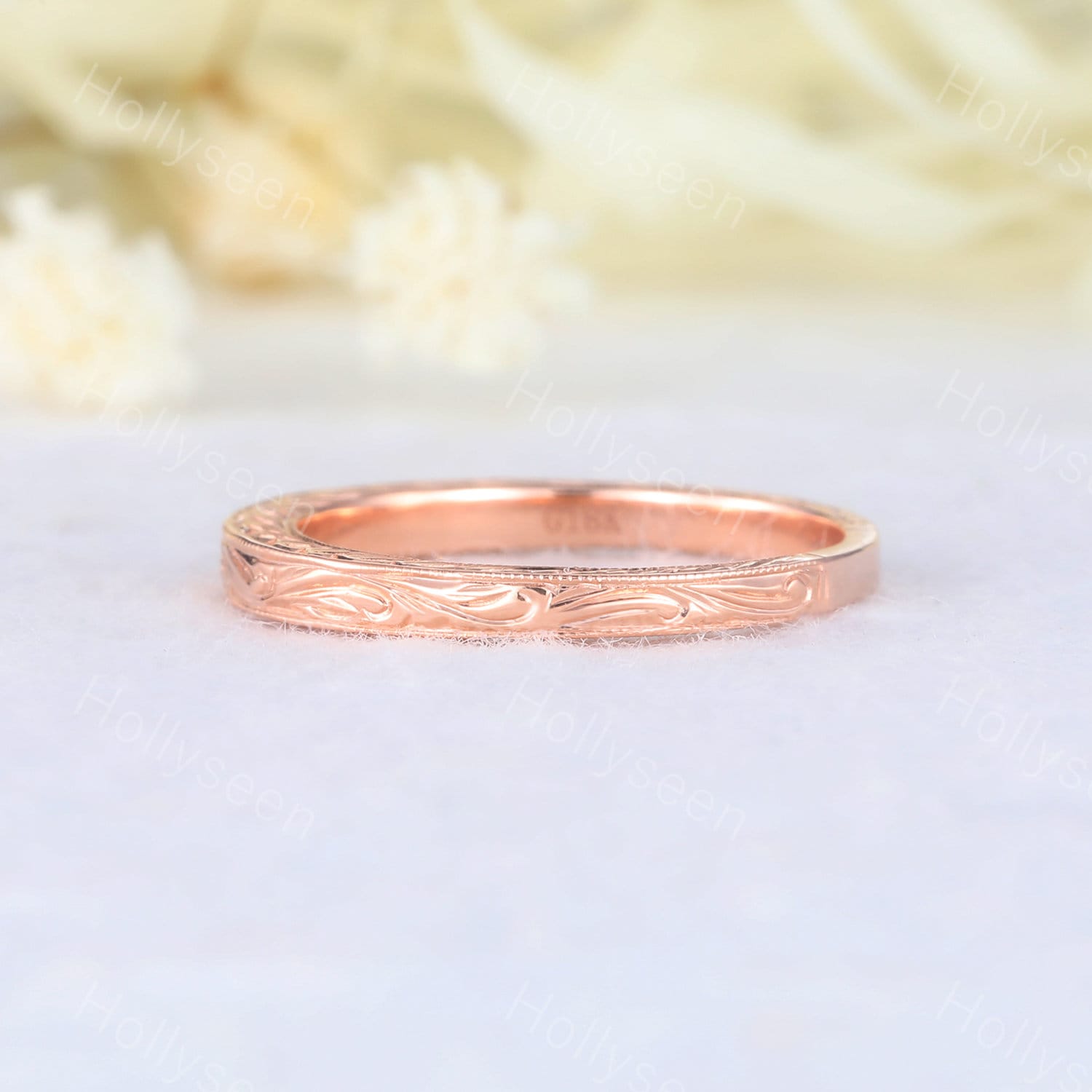 Rose Gold Ehering Vintage Verlobungsring Sterling Silber Ring Zierlicher Art Deco Antik Stapelring von Hollyseen