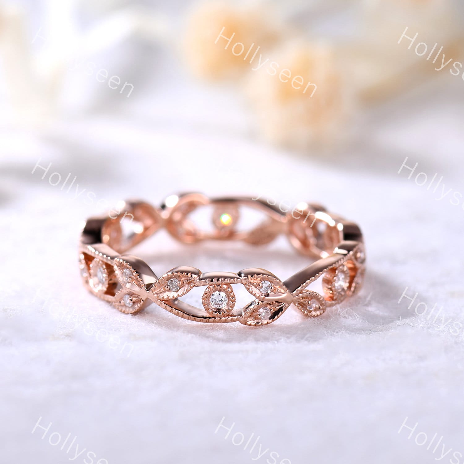 Vintage Cz Diamant Ring Art Deco Ehering Rose Gold Antik Verlobungsring Retro Frauen Brautring Jahrestag Geschenk Für Sie von Hollyseen