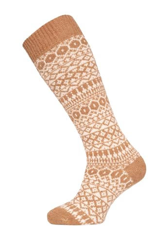 Ein Paar Lamwoll Kniestrumpf Norweger Socken Herren Und Damen - Skandinavisch Lange Socken Luxuriöse Wollsocken Kuschelsocken 70% Lambswool | Camel 39-42 von HomeOfSocks