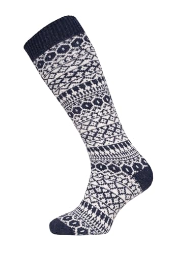 Ein Paar Lamwoll Kniestrumpf Norweger Socken Herren Und Damen - Skandinavisch Lange Socken Luxuriöse Wollsocken Kuschelsocken 70% Lambswool | Navy 43-46 von HomeOfSocks