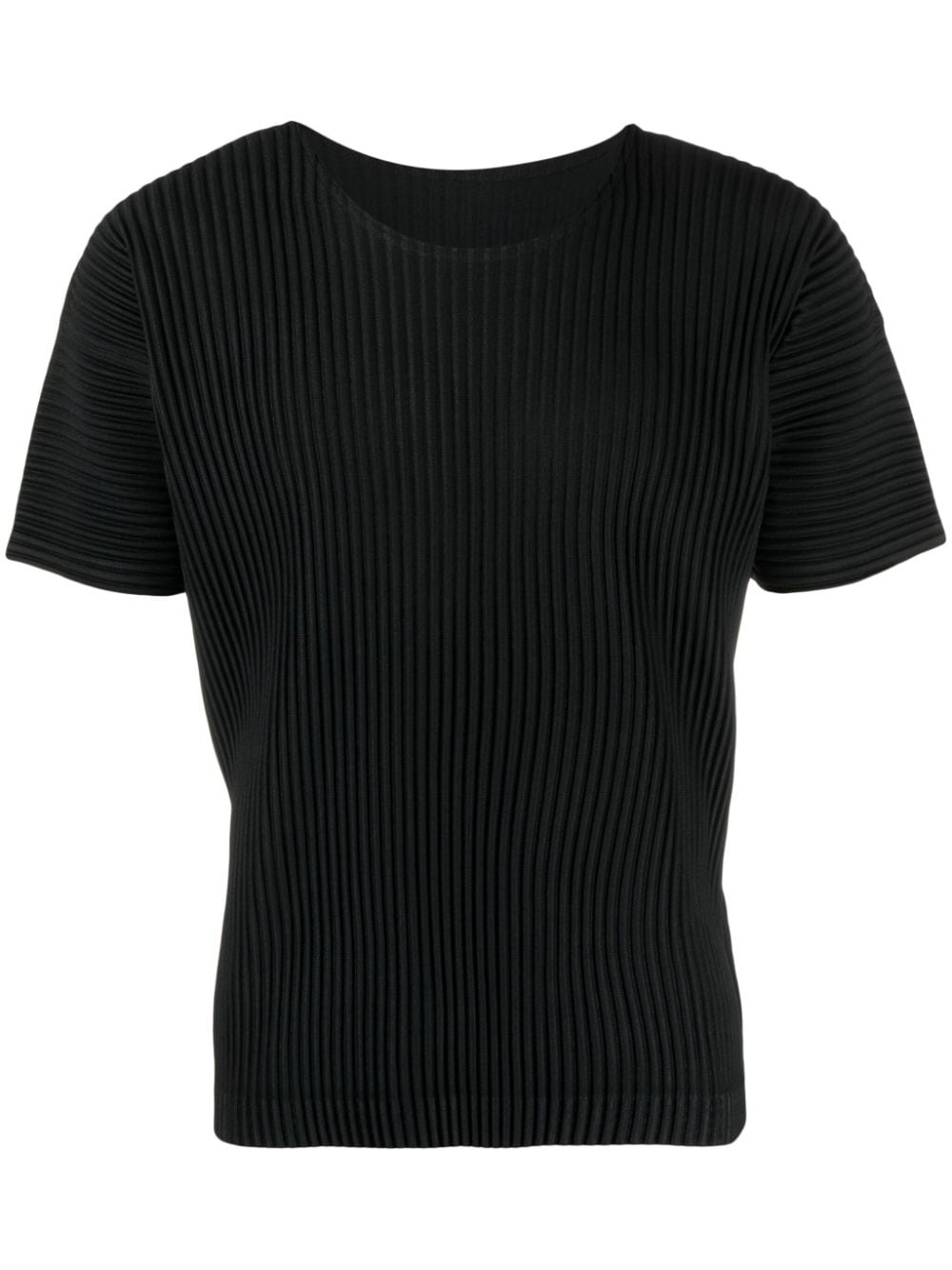 Homme Plissé Issey Miyake Plissiertes T-Shirt mit U-Ausschnitt - Schwarz von Homme Plissé Issey Miyake