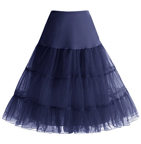 Homrain 1950 Petticoat Vintage Retro Unterrock Reifrock Underskirt Crinoline für Rockabilly Kleid Festliche Damenrock Dark Navy L von Homrain
