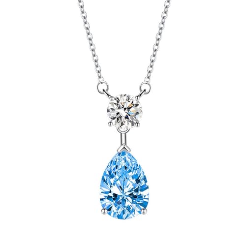 Homxi Damen Anhänger Halskette Blau,Halskette Anhänger Kupfer Frauen Wassertropfen mit Zirkonia Kette Anhänger Blau von Homxi