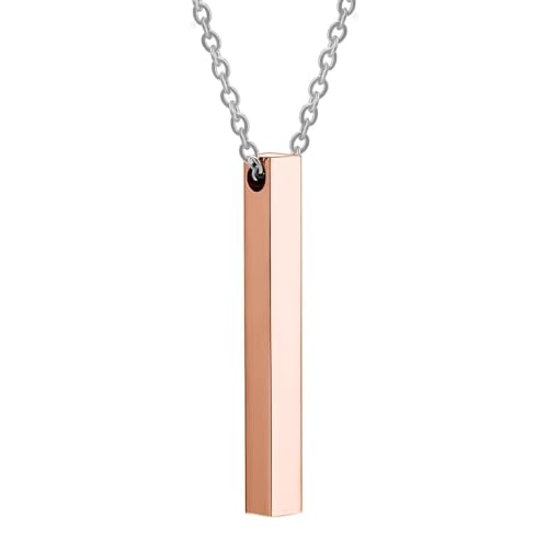 Homxi Damen Herren Rosegold Halskette für Anhänger,Edelstahl Halskette Herren mit Anhänger Poliert Rechteck Halsketten Anhänger Rosegold von Homxi