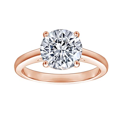 Homxi Damenring 925 Silber,Verlobungsring 4 Zinken mit Rund 8x8MM Solitär Zirkonia Rosegold Damen Hochzeit Gr 54 (17.2) von Homxi