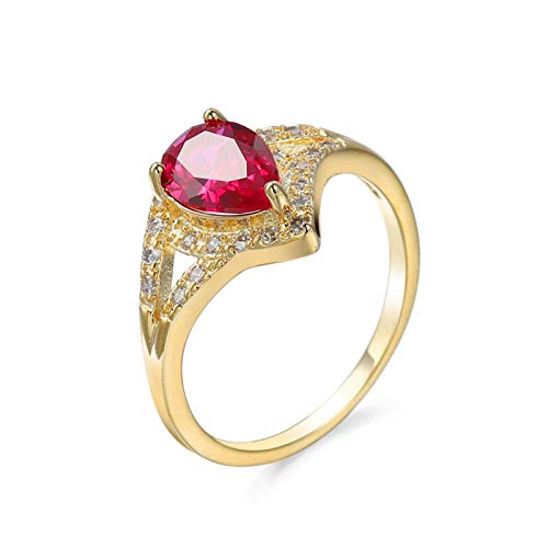 Homxi Damenring Verlobung,Wassertropfen mit Rosa Zirkonia Damen Ring Vergoldet Verlobung Gold Größe 60(19.1) von Homxi