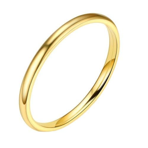 Homxi Edelstahl Damen Ring,Feine Runde 2MM Ringe Gold für Damen Ring Damen Größe 65 (20.7) von Homxi