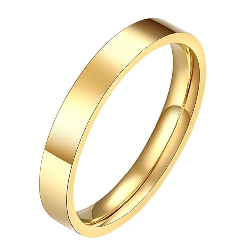 Homxi Edelstahl Damen Ringe mit Gravur,3MM Poliert Rund Gold Ring Damen Ring Herren Große 60 (19.1) von Homxi