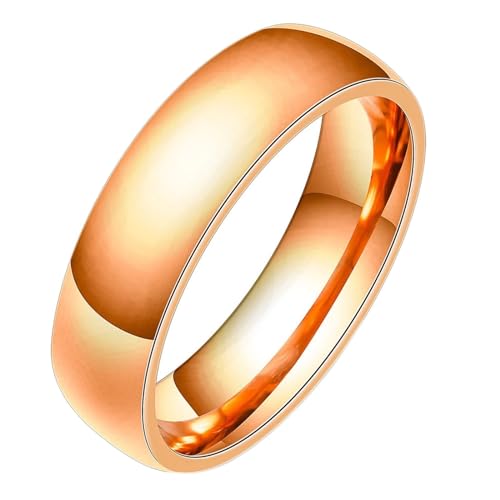 Homxi Edelstahl Ring Herren mit Gravur,5MM Poliert Rund Ringe für Damen Rosegold Ring Damen Gr. 57 (18.1) von Homxi