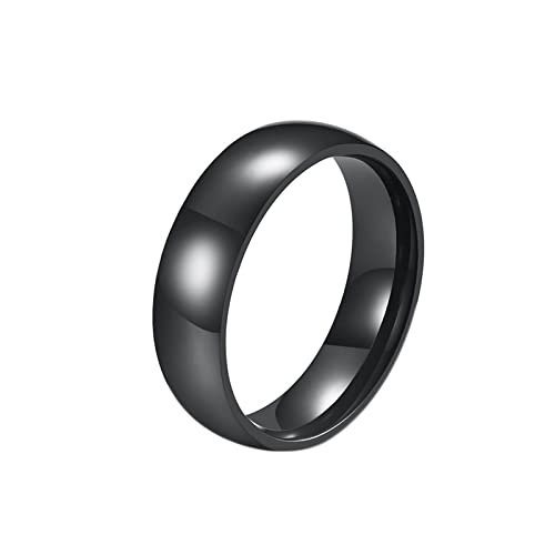Homxi Edelstahl Ring für Damen Herren,Paar Ring mit Gravur Rund 6mm Schwarz Ring Herren Damen Herren Damenring Größe 60 (19.1) von Homxi
