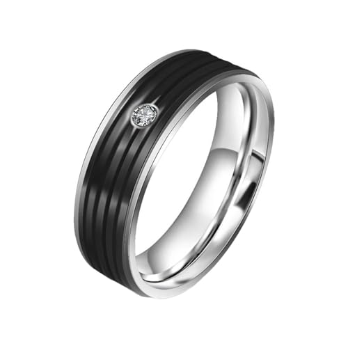 Homxi Edelstahl Ring für Herren mit Gravur,Rund 6MM mit Zirkonia Ring Silber Schwarz Herren Herren Ringe Gr. 65 (20.7) von Homxi