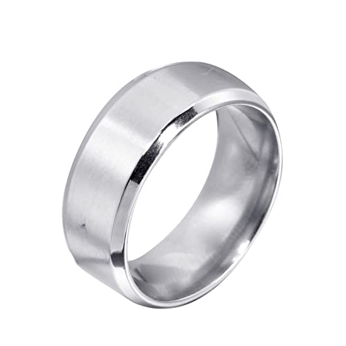 Homxi Edelstahl Ringe Herren mit Gravur,Rund Gebürstet 8MM Ring Herren Silber Herrenring Gr.62 (19.7) von Homxi