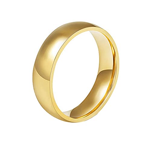 Homxi Edelstahlring Herren Gravur,Poliert Rund 6MM Herrenring Gold Ring Herren Große 60 (19.1) von Homxi