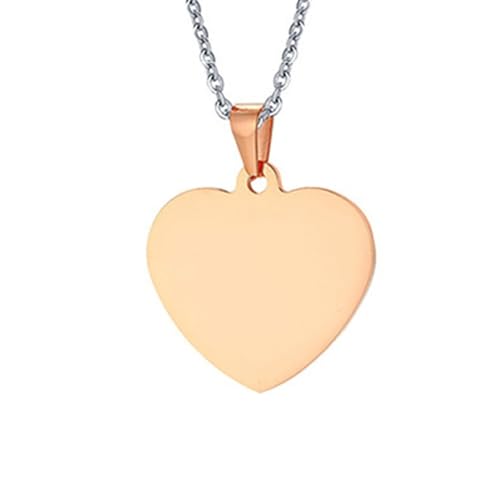 Homxi Halskette Anhänger Damen Herren Rosegold,Mann Halskette Edelstahl für Anhänger Kette Gravur Personalisiert Poliert Herz Anhänger Kette Rosegold von Homxi