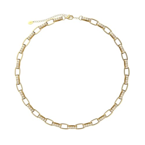 Homxi Halskette Damen Gold,Kette Mädchen 925 Silber Kette mit Zirkonia Halsketten Gold von Homxi