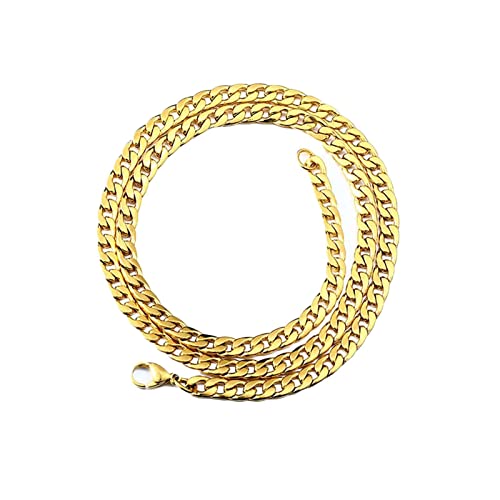 Homxi Halskette Herren,Cuban Link Chain 7mm Kette Herren 75 cm Cuban Link Kette Edelstahl Lang Herren Halskette Gold von Homxi