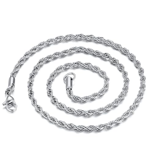 Homxi Halskette Silber Unisex,Halskette Edelstahl Mädchen 2MM Kette Halskette Silber von Homxi