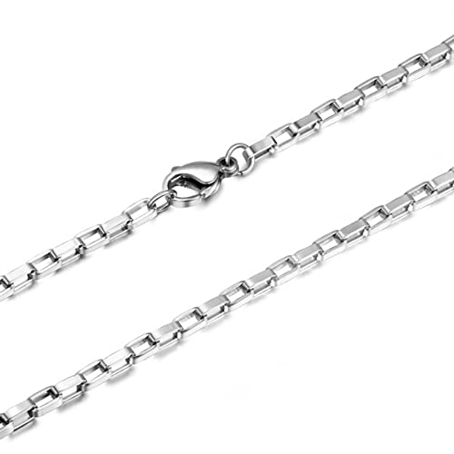 Homxi Halskette für Männer,Kette 3mm Halskette Herren 70 cm Kette Edelstahlkette Lang Herren Männer Ketten Silber von Homxi