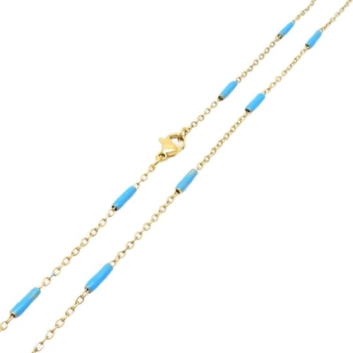 Homxi Halsketten Gold Himmelblau Frauen,Halsketten Edelstahl Damen Einzelne Kette Halskette Kette Gold Himmelblau von Homxi