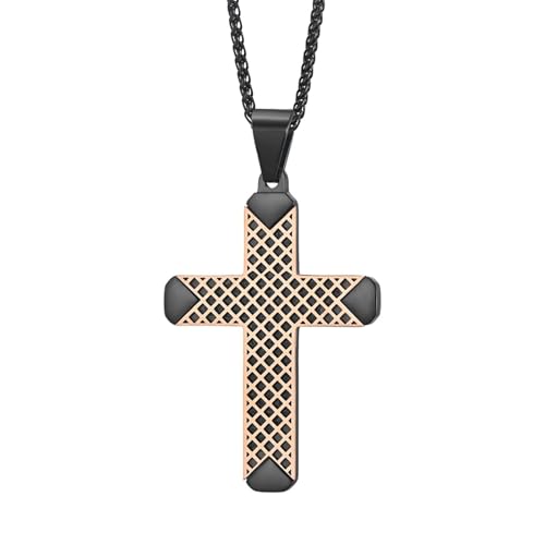 Homxi Herren Anhänger Kette Rosegold,Kette Edelstahl mit Anhänger Männer Kreuz Halskette mit Anhänger Rosegold von Homxi