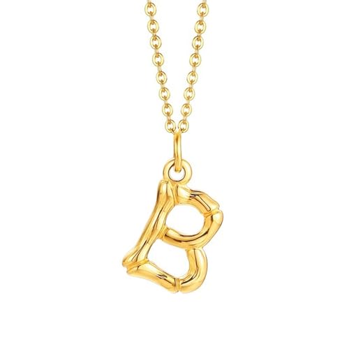 Homxi Herren Damen Kette Gold Anhänger,Halskette Mädchen Edelstahl mit Anhänger Buchstabe B Kettenanhänger Gold von Homxi