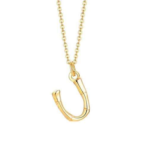 Homxi Herren Damen Kettenanhänger Gold,Kette Edelstahl Anhänger Damen Buchstabe U Halskette mit Anhänger Gold von Homxi